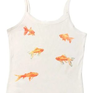 Y2K Aesthetic Goldfish Serenity Tank Top for Summer Outfits