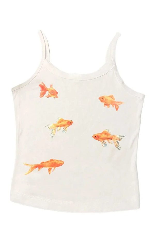 Y2K Aesthetic Goldfish Serenity Tank Top for Summer Outfits