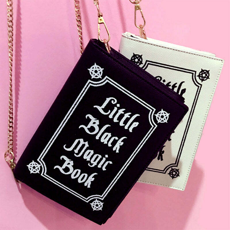 Y2K Aesthetic Little Black Magic Book Bag for Trendy Summer Outfits