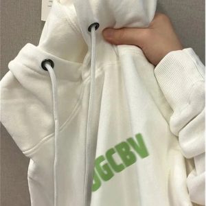 Y2K Aesthetic Minimalist Block Letter Hoodie for Effortless Style