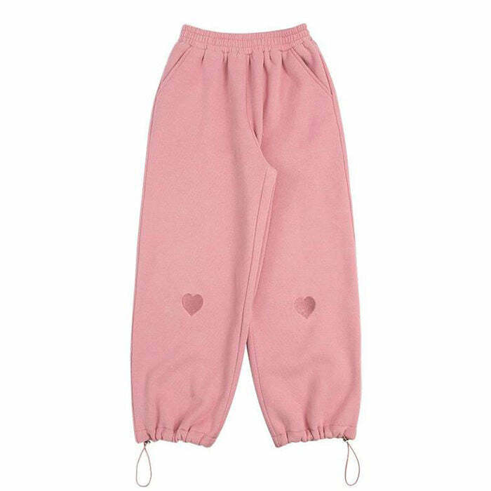 Y2K Aesthetic Soft Girl Heart Joggers for Trendy Summer Outfits