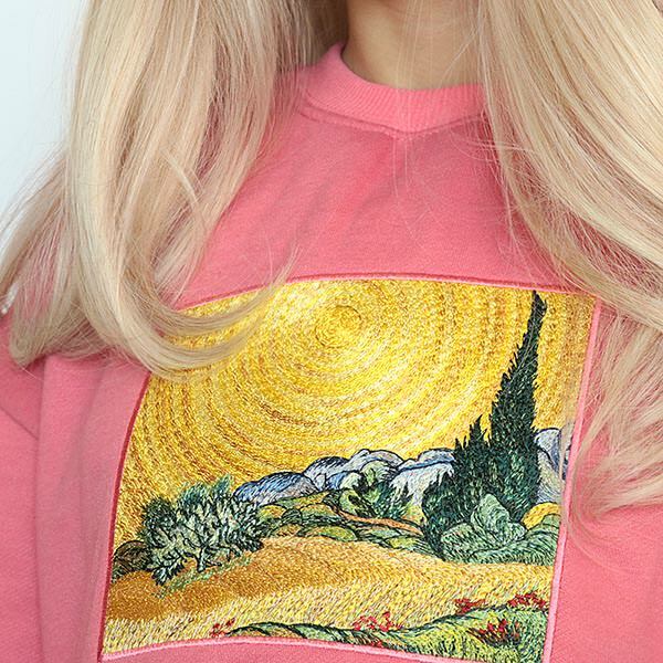 Y2K Aesthetic Wheat Field Cypresses Sweatshirt for Trendy Outfits