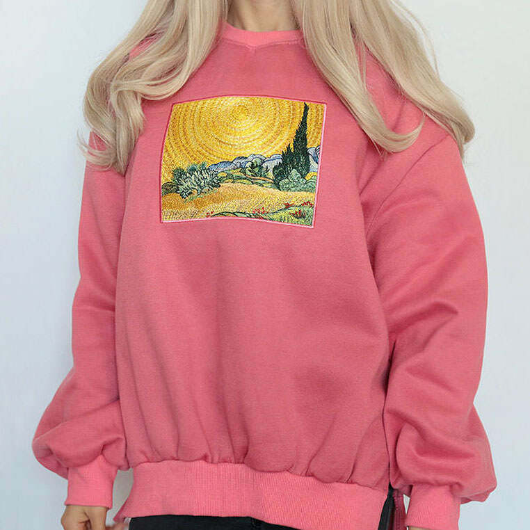 Y2K Aesthetic Wheat Field Cypresses Sweatshirt for Trendy Outfits