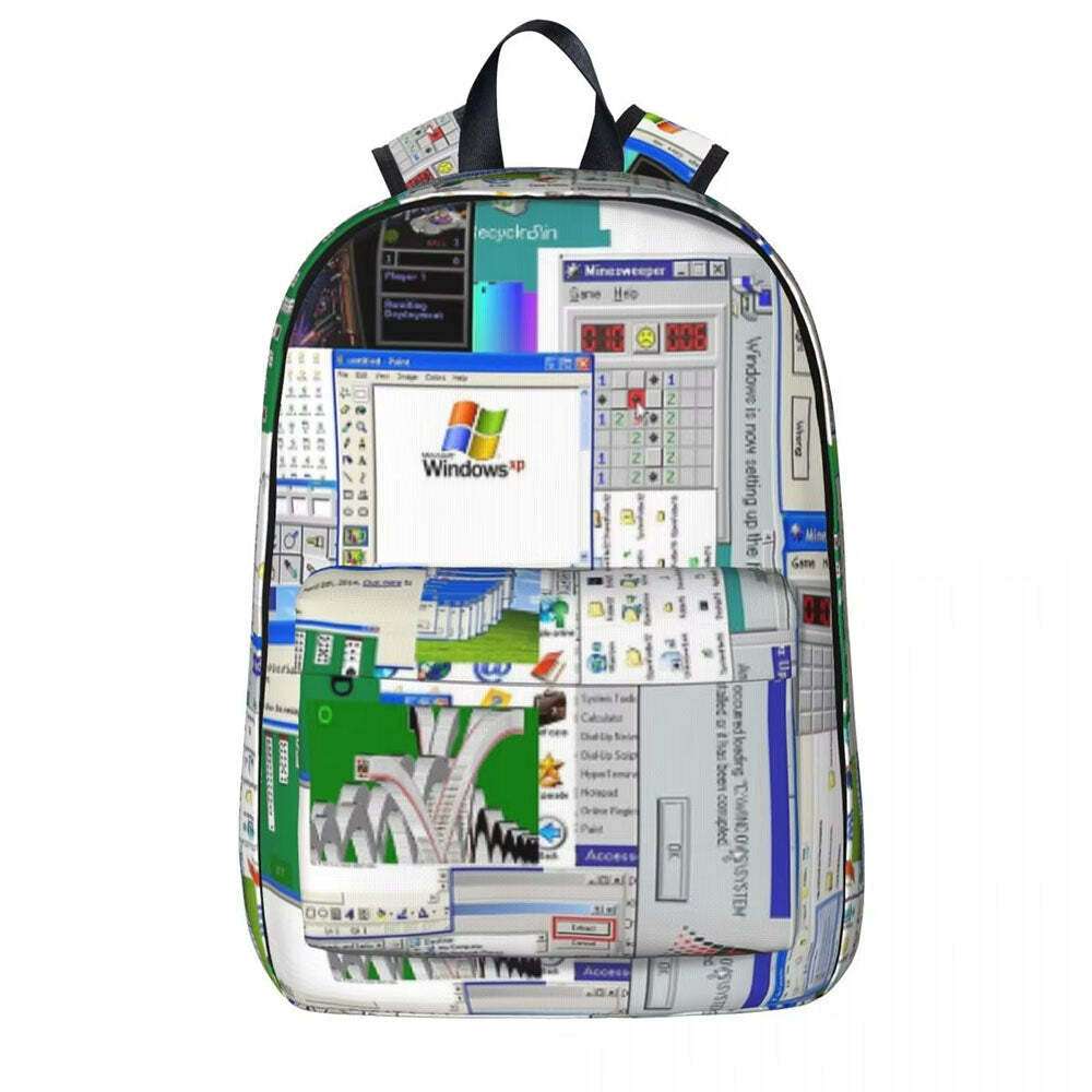 Y2K Aesthetic Windows XP Backpack for Trendy Summer Outfits