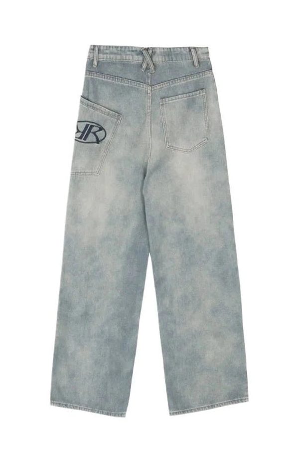 Y2K Baggy Logo Jeans for Effortless 90s Grunge Aesthetic Outfits