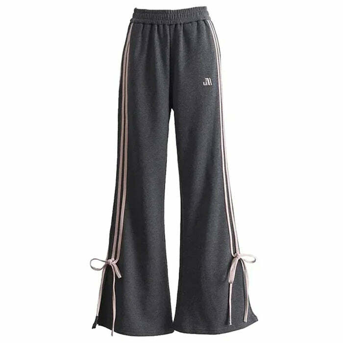 Y2K Bow Side Stripe Sweatpants: Trendy Grunge Aesthetic for Summer Outfits