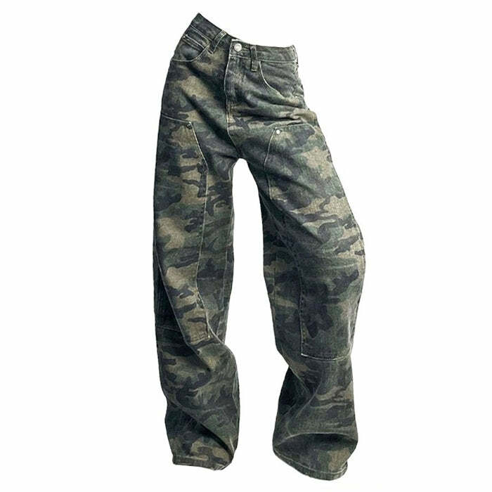 Y2K Camouflage Cargo Pants: Trendy 90s Grunge Style for Summer Outfits