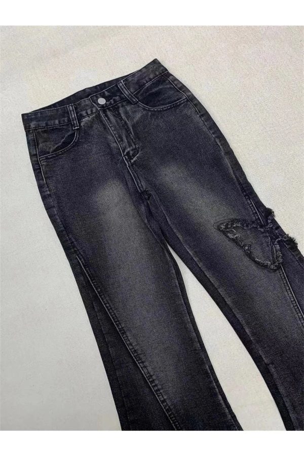 Y2K Dark Butterfly Flare Jeans for Trendy Summer Outfits