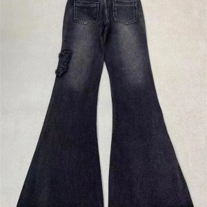 Y2K Dark Butterfly Flare Jeans for Trendy Summer Outfits