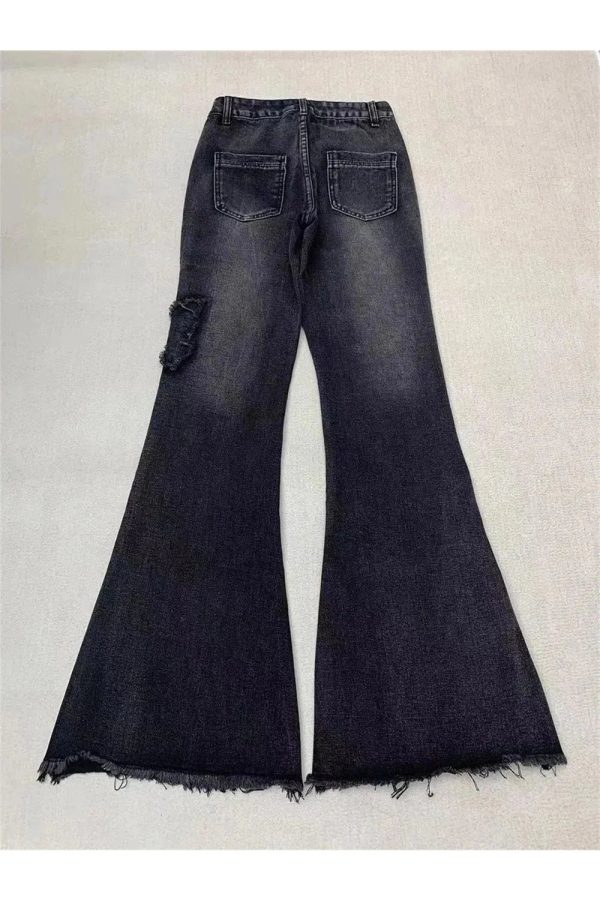 Y2K Dark Butterfly Flare Jeans for Trendy Summer Outfits