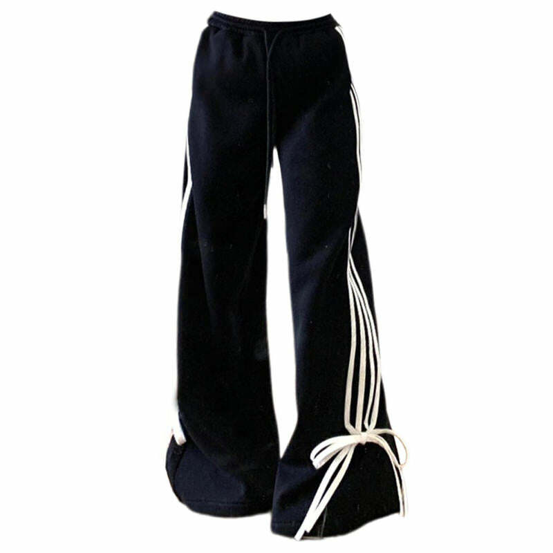 Y2K Fashion Bow Tie Side Stripe Pants for Trendy Summer Outfits