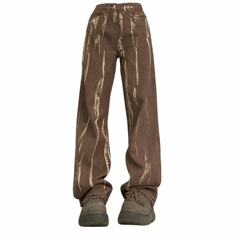 Y2K Fashion Brown Baggy Jeans for Trendy Summer Outfits