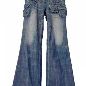 Y2K Fashion Cargo Chic Wide-Leg Jeans for Effortless Summer Style