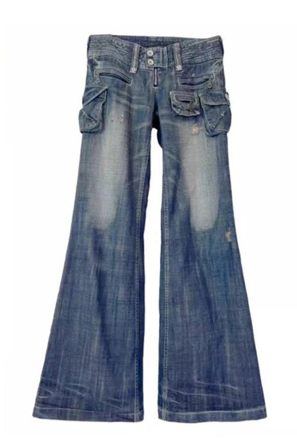 Y2K Fashion Cargo Chic Wide-Leg Jeans for Effortless Summer Style