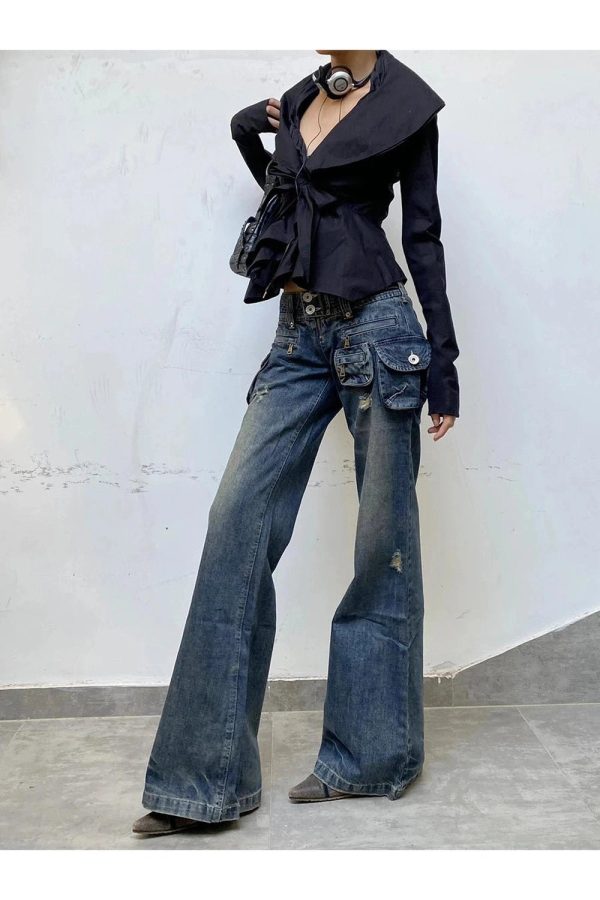 Y2K Fashion Cargo Chic Wide-Leg Jeans for Effortless Summer Style