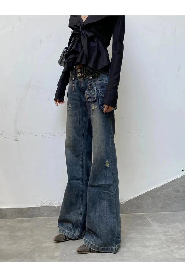 Y2K Fashion Cargo Chic Wide-Leg Jeans for Effortless Summer Style