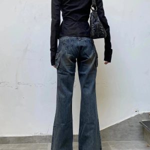 Y2K Fashion Cargo Chic Wide-Leg Jeans for Effortless Summer Style