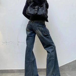 Y2K Fashion Cargo Chic Wide-Leg Jeans for Effortless Summer Style