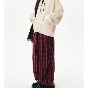 Y2K Fashion Classic Plaid Baggy Lounge Pants for Trendy Summer Outfits