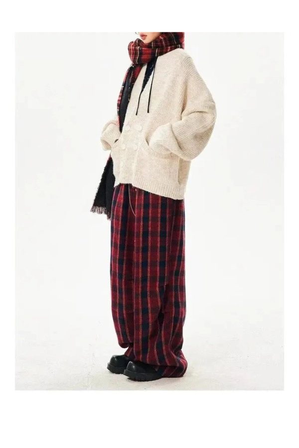 Y2K Fashion Classic Plaid Baggy Lounge Pants for Trendy Summer Outfits