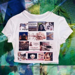 Y2K Fashion Digital Dystopia Collage Crop Top for Trendy Outfits