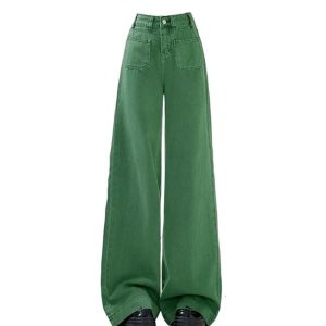 Y2K Fashion Fall Forest Trail Wide-Leg Jeans for Trendy Outfits