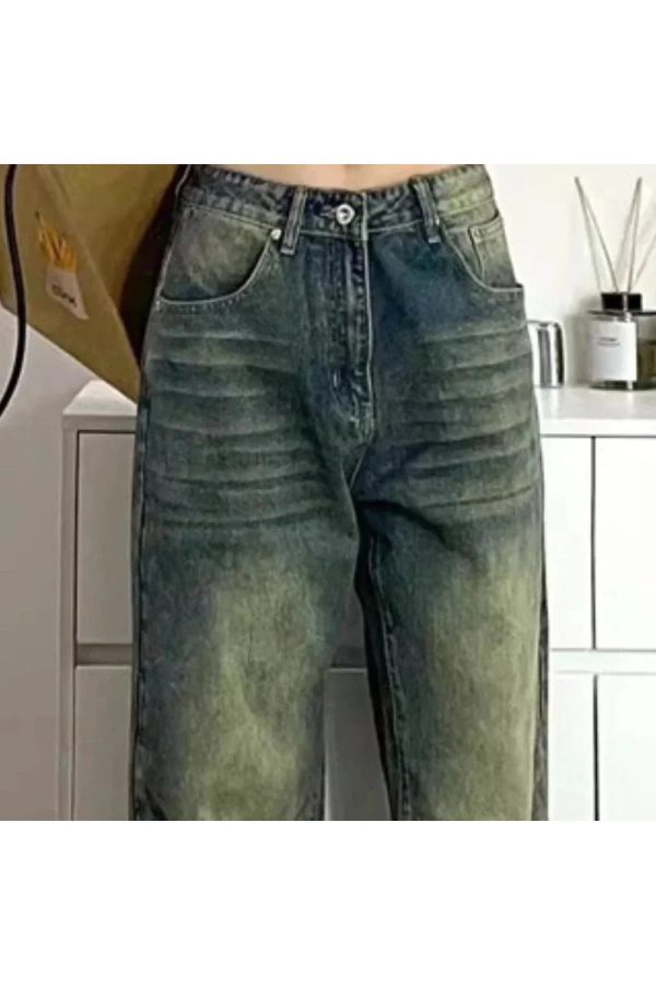 Y2K Fashion Fall Washed Low-Rise Baggy Jeans for Effortless Style