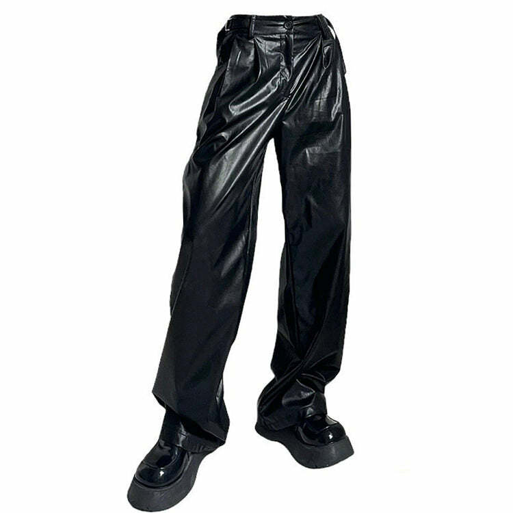 Y2K Fashion Faux Leather Grunge Pants for Trendy Summer Outfits