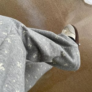 Y2K Fashion Gray Bow Cozy Lounge Pants for Effortless Summer Style