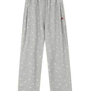 Y2K Fashion Gray Bow Cozy Lounge Pants for Effortless Summer Style