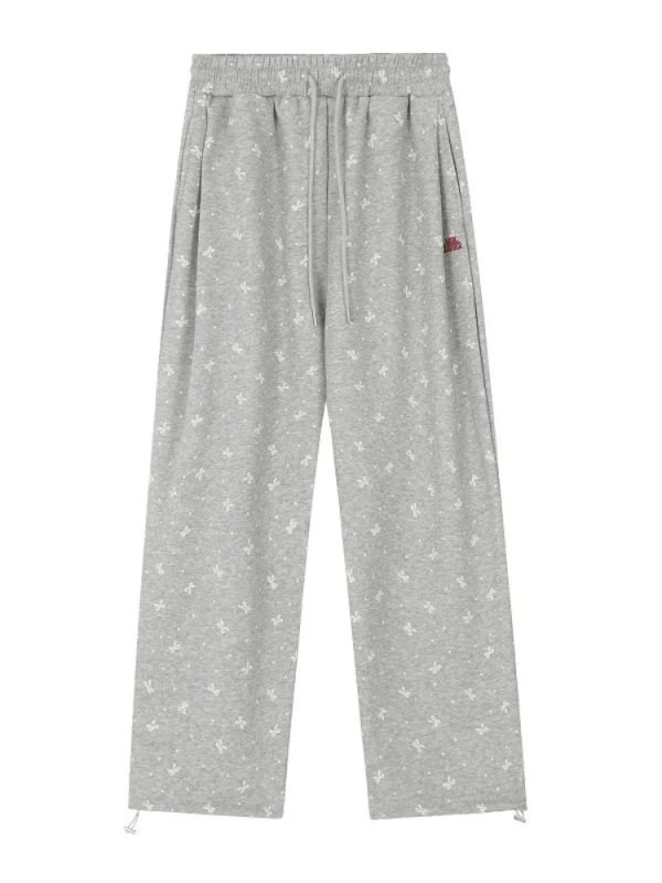 Y2K Fashion Gray Bow Cozy Lounge Pants for Effortless Summer Style