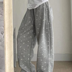 Y2K Fashion Gray Bow Cozy Lounge Pants for Effortless Summer Style