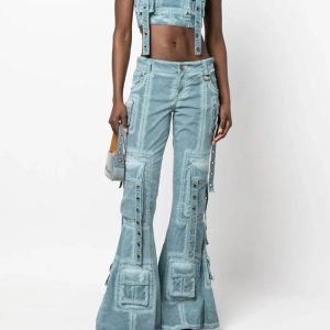 Y2K Fashion Hybrid Harness Split Jeans for Trendy Summer Outfits