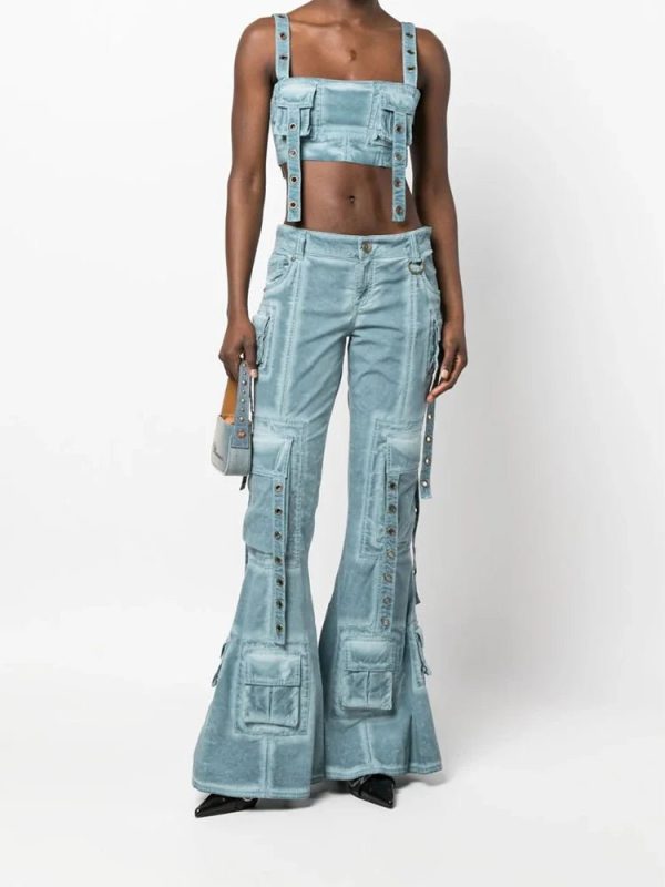 Y2K Fashion Hybrid Harness Split Jeans for Trendy Summer Outfits