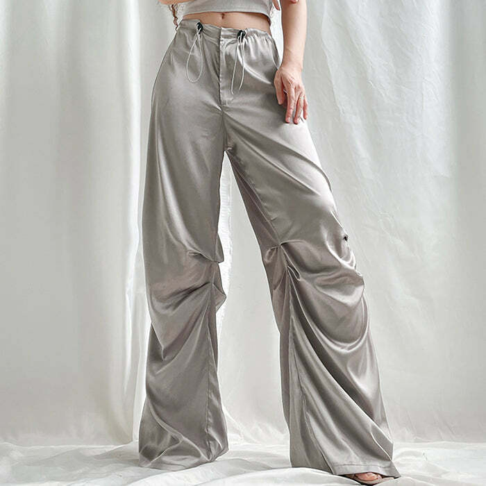 Y2K Fashion Miracle Satin Wide Leg Pants for Effortless Summer Style