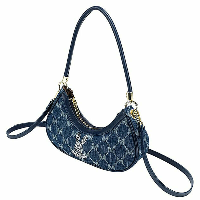 Y2K Fashion Monogram Denim Bag: Trendy 2000s Aesthetic Accessory