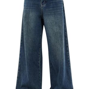 Y2K Fashion Oversized Dark Wash Wide-Leg Jeans for Effortless Style