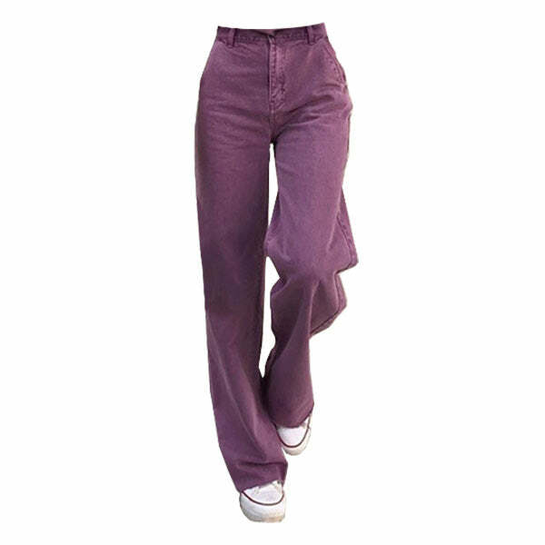 Y2K Fashion Purple Aesthetic High Waisted Jeans for Trendy Outfits