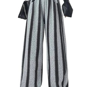 Y2K Fashion Shadow Stripe Wide-Leg Pants for Trendy Summer Outfits