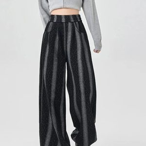 Y2K Fashion Shadow Stripe Wide-Leg Pants for Trendy Summer Outfits