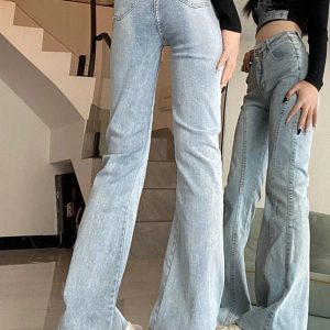 Y2K Fashion Skywave Stitch Flare Jeans for Trendy Summer Outfits