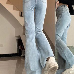 Y2K Fashion Skywave Stitch Flare Jeans for Trendy Summer Outfits