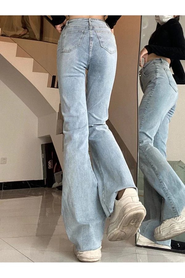 Y2K Fashion Skywave Stitch Flare Jeans for Trendy Summer Outfits