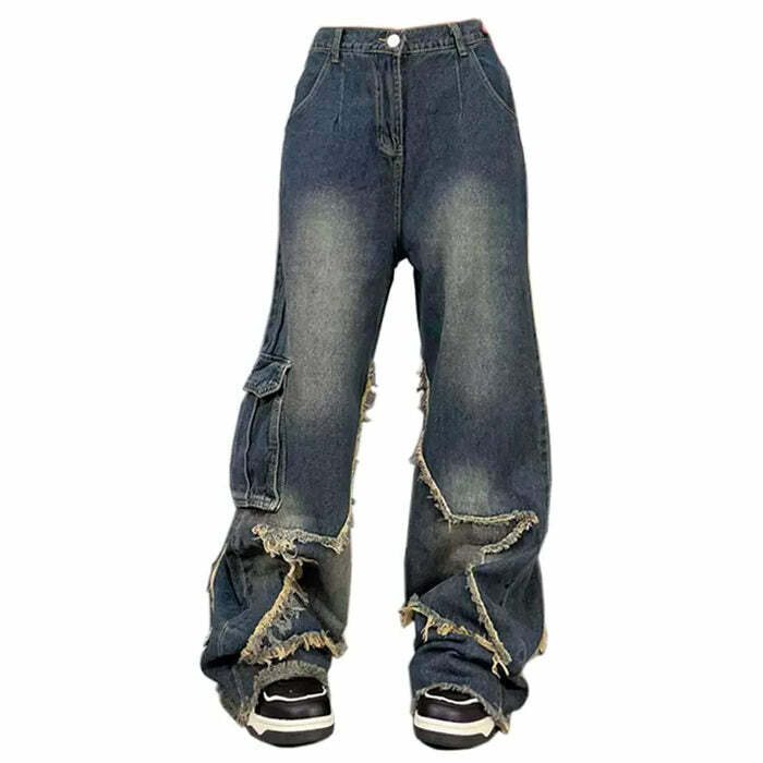 Y2K Fashion Star Girl Cargo Jeans: Trendy Grunge Style for Summer Outfits