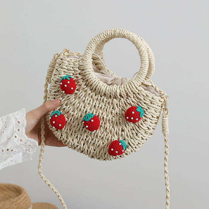 Y2K Fashion Strawberry Straw Bag - Perfect for Summer Outfits & Aesthetic