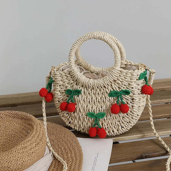 Y2K Fashion Strawberry Straw Bag - Perfect for Summer Outfits & Aesthetic