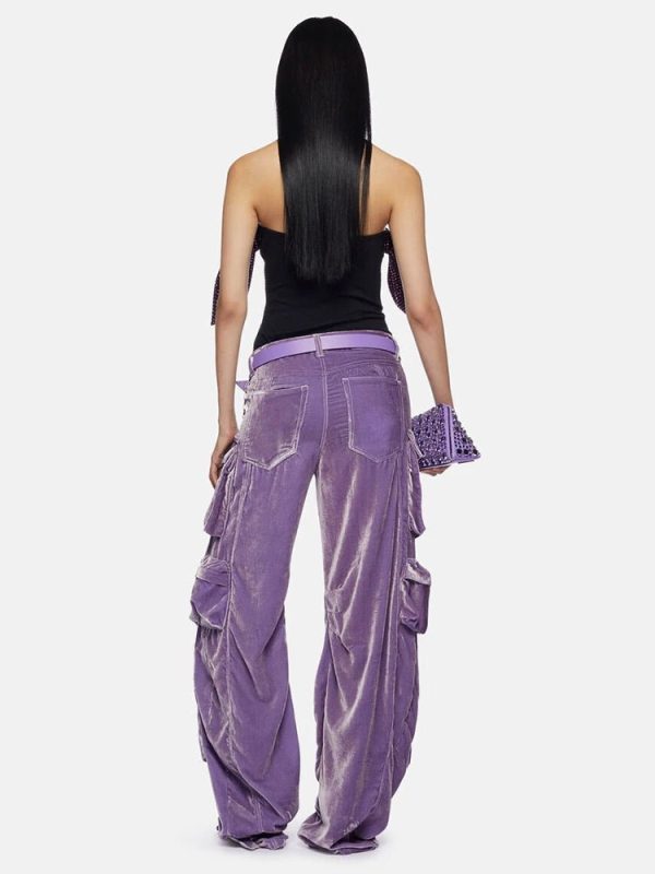 Y2K Fashion Velvet Vibe Utility Cargo Pants for Trendy Summer Outfits