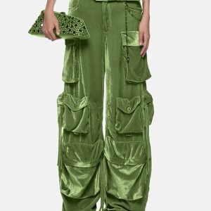 Y2K Fashion Velvet Vibe Utility Cargo Pants for Trendy Summer Outfits