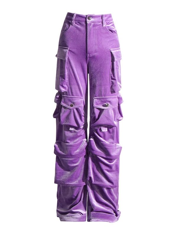 Y2K Fashion Velvet Vibe Utility Cargo Pants for Trendy Summer Outfits