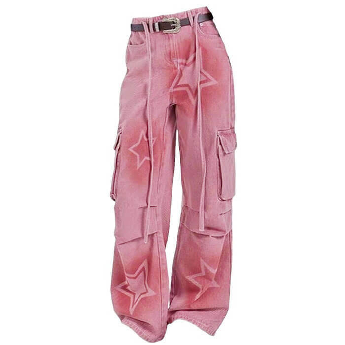 Y2K Graffiti Star Baggy Jeans for Trendy Summer Outfits